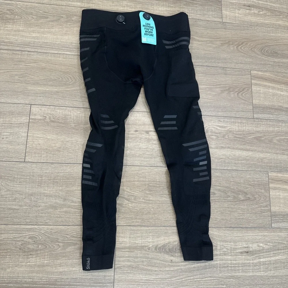 Stoko Men's Compression Athletic Pants Black Adjustable Waist Support XL NEW